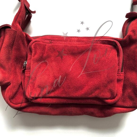 FREE PEOPLE Siren Suede Shoulder/Crossbody Bag In Garnet Dark Red NWT - Picture 3 of 8